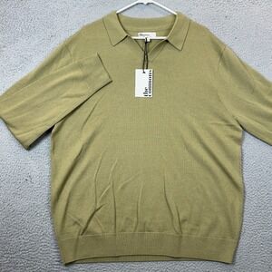 NEW The Commons Polo Sweater Mens XL Sage Green Wool Knit Casual Long Sleeve